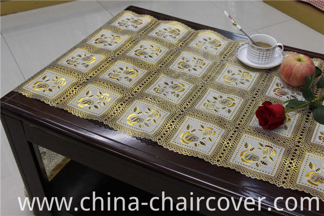 50cm Width Lace Crochet PVC Gold/Silver Tablecloth